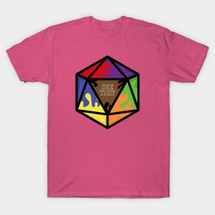 Rainbow Pronoun Pride D20 She/They T-Shirt